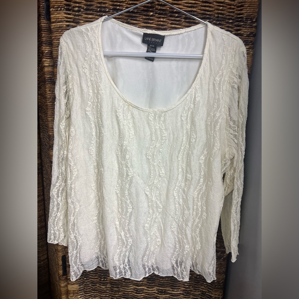 Lane Bryant- Womens Lace, Scoop shirt,‎ Size: 18/20, runs short, Pre- Owned
